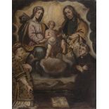 DALMATIAN PAINTER, 17TH CENTURY THE HOLY FAMILY WITH SAINT STEPHEN AND SANT'ANTHONY OF PADUA Oil