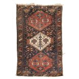 ANTIQUE MALAYER CARPET, LATE 19TH CENTURY triple rhomboidal medallion with secondary motifs of