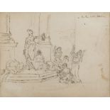 SCIPIONE TADOLINI (Rome 1822 - 1892) PROJECT FOR STATUARY GROUP Pencil on paper, cm. 17 x 22 Swept