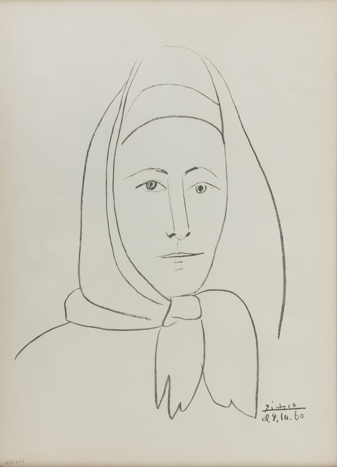 PABLO PICASSO (Malaga 1881 - Mougins 1973) Ritratto di donna, 1960