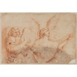 BOLOGNESE PAINTER, 18TH CENTURY MUSICIAN ANGELS Sanguine on paper, cm. 20,8 x 31 MAINTENANCE A great