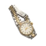 WOMEN'S WRIST WATCH ROLEX in steel and gold with champagne dial, applied indexes, date window and