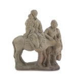 EARTHENWARE GROUP, 19TH CENTURY in white enamel, representing The Flight into Egypt.. Measures cm.