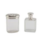 TWO PERFUME BOTTLE IN GLASS AND SILVER, PUNCHES FRANCE AND GERMANY LATE 19TH CENTURY one with