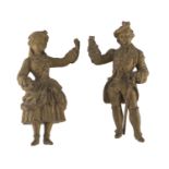 TWO FIGURES IN ORMOLU, 19TH CENTURY with elements of table clock, representing gentleman and lady.