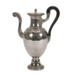 SPLENDID COFFEEPOT IN SILVER, JEAN-BAPTISTE-CLAUDE ODIOT, 1820 pear-shaped with smooth body and