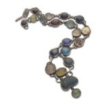 RARE NECKLACE with mount in silver with antique Faïance of different colours. Length cm. 46, total