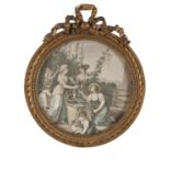 FRENCH ENGRAVER, LATE 19TH CENTURY GRAPE HARVEST Round stamp, diameter cm. 14 Sculpted giltwood