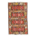 ANATOLIC KILIM CARPET, FIRST HAF 20TH CENTURY design of hooked rhombuses in four rectangular