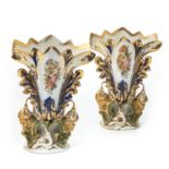 A PAIR OF PORCELAIN VASES, LUIGI FILIPPO PERIOD in polychrome enamels, decorated with flowers and