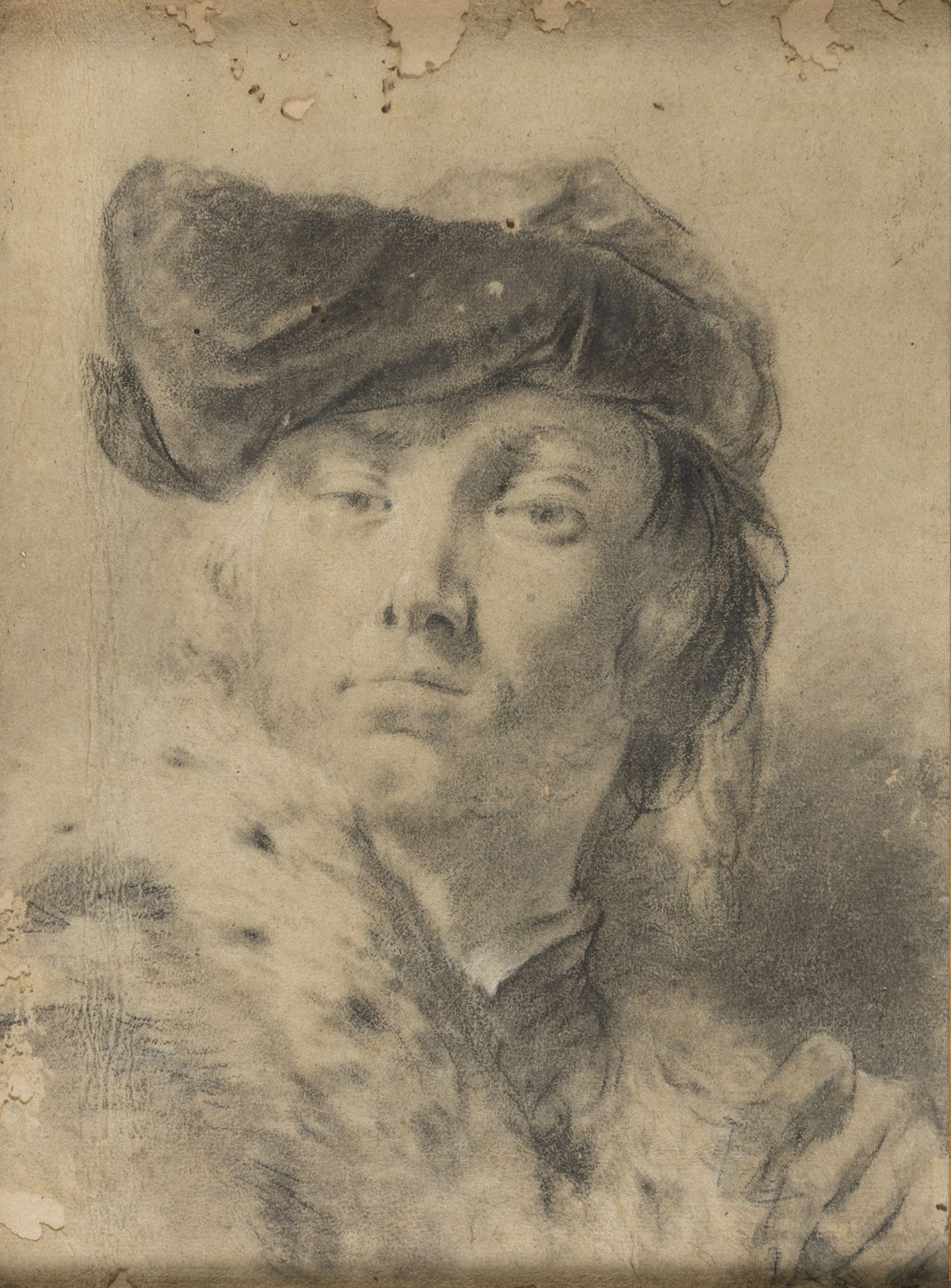 GIOVANNI BAPTIST PIAZZETTA, follower of (Venice 1683 - 1754) STUDY OF FACE Pastel on paper, cm. 39 x