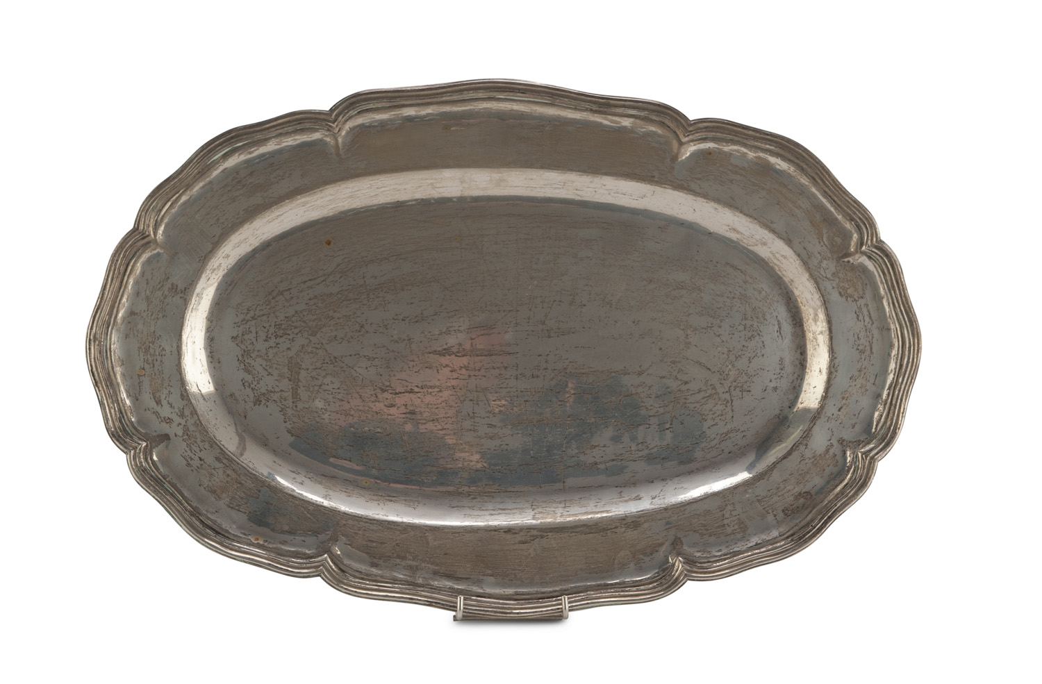 SILVER TRAY, PUNCH ROMA PAPAL STATE 1815/1870 smooth body, moved edge. Title 889/1000. Measures