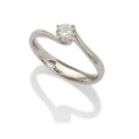 RING SOLITAIRE in white gold 18 kts., with diamond. Diamond ct. 0.40, total weight gr. 3,80.