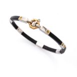 SEMIRIGID BARAKA BRACELET in caucciù alternated by plaquettes with engraved brand. Length cm. 21,