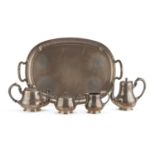 SILVER-PLATED TEA AND COFFEE SERVICE IN, CHRISTOFLE PARIGI 1862/1935 smooth body, handles with