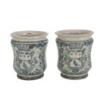 A PAIR OF SMALL PHARMACY VASES IN MAIOLICA, CAMPANIAN WORKSHOP 18TH CENTURY in white and blue