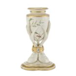 UNUSUAL PORCELAIN VASE, LATE 19TH CENTURY in white enamel and polychromy, with aquiline upright.