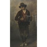 ITALIAN PAINTER, 19TH CENTURY YOUNG ACCORDION PLAYER Oil and tempera on cardboard, cm. 40 x 23 FRAME