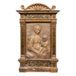 BAS-RELIEF IN PLASTER, FLORENTINE ART LATE 19TH CENTURY representing the Virgin with the Child.