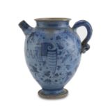 PHARMACY JUG IN MAIOLICA, ROME 18TH CENTURY in blue enamel, decorated with racemes and leaves and