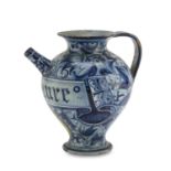 PHARMACY JUG IN MAIOLICA, FAENZA MID-18TH CENTURY in blue and polychrome enamel, decorated with