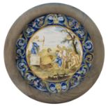 A PAIR OF MAIOLICA DISHES, PROBABLY FAENZA EARLY 20TH CENTURY in polychromy, with decoration of