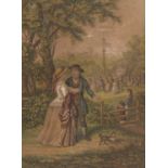 North european engraver, LATE 19TH CENTURY GENRE SCENES Pair of colored engravings, cm. 11 x 8