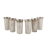 SIX SILVER BEAKERS, PUNCH UNITED STATES LATE 19TH CENTURY smooth body with initial. Silversmiths