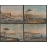 NEAPOLITAN PAINTER, LATE 19TH CENTURY VIEWS IN NAPLES Four gouaches on unique sheet, cm. 26 x 33