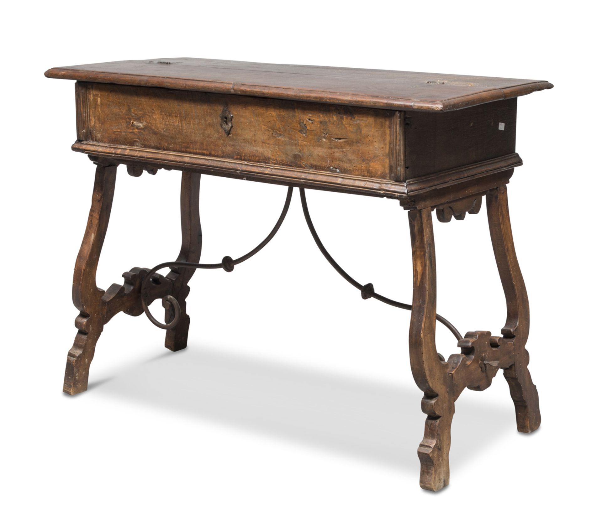 SANFILIPPO DESK IN WALNUT, ELEMENTS OF THE 18TH CENTURY inside with drawers and large