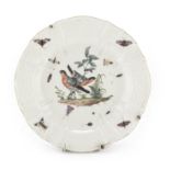 PORCELAIN DISH, MEISSEN LATE 18TH CENTURY white and polychrome enameled, decorated with landscape