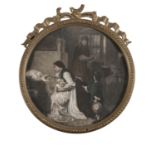 FRENCH ENGRAVER, LATE 19TH CENTURY FAMILY SCENES A pair of round prints, diameter cm. 15 Frames in