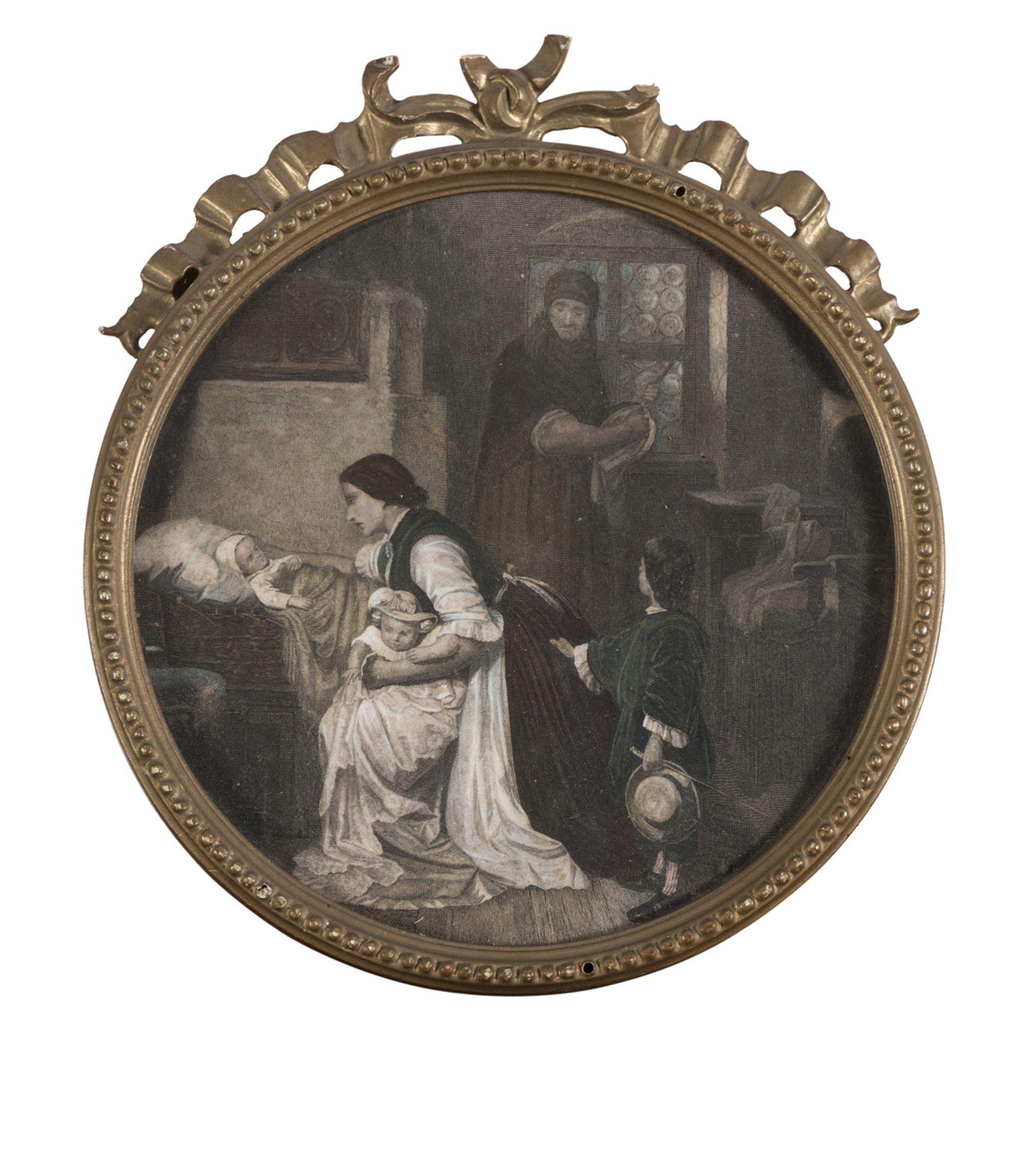 FRENCH ENGRAVER, LATE 19TH CENTURY FAMILY SCENES A pair of round prints, diameter cm. 15 Frames in