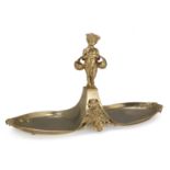 APPETIZER PLATE IN GILDED METAL, PUNCH WMF, EARLY 20TH CENTURY double bowl centered by figure of