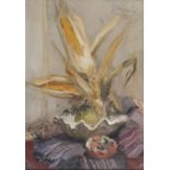 MACEO CASADEI (Forlì 1899 -1992) Composizione con pannocchia, pera con ostrica Pastelli su