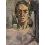 ALBERTO ZIVERI (Roma 1908 - 1990) Ritratto di uomo Composizione con sedia e ombrello Olio su cartone