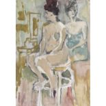 MINO MACCARI (Siena 1898 - Roma 1989) Le modelle, 1967 Olio su cartoncino telato, cm. 35 x 45