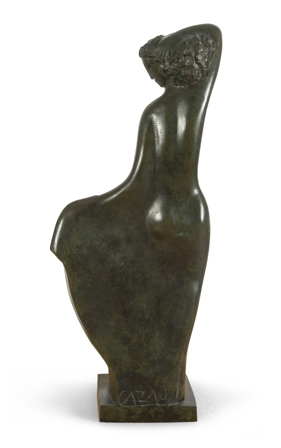 EDOUARD CAZAUX (Cauneille 1889-La Varenne 1974) Femme nue à la draperie Grande scultura in bronzo, - Image 2 of 3
