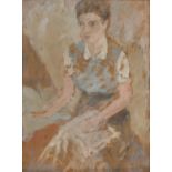 PIO SEMEGHINI (Quistello 1878 - Verona 1964) Figurina, 1941 Olio su tavoletta, cm. 30 x 22 Firma,