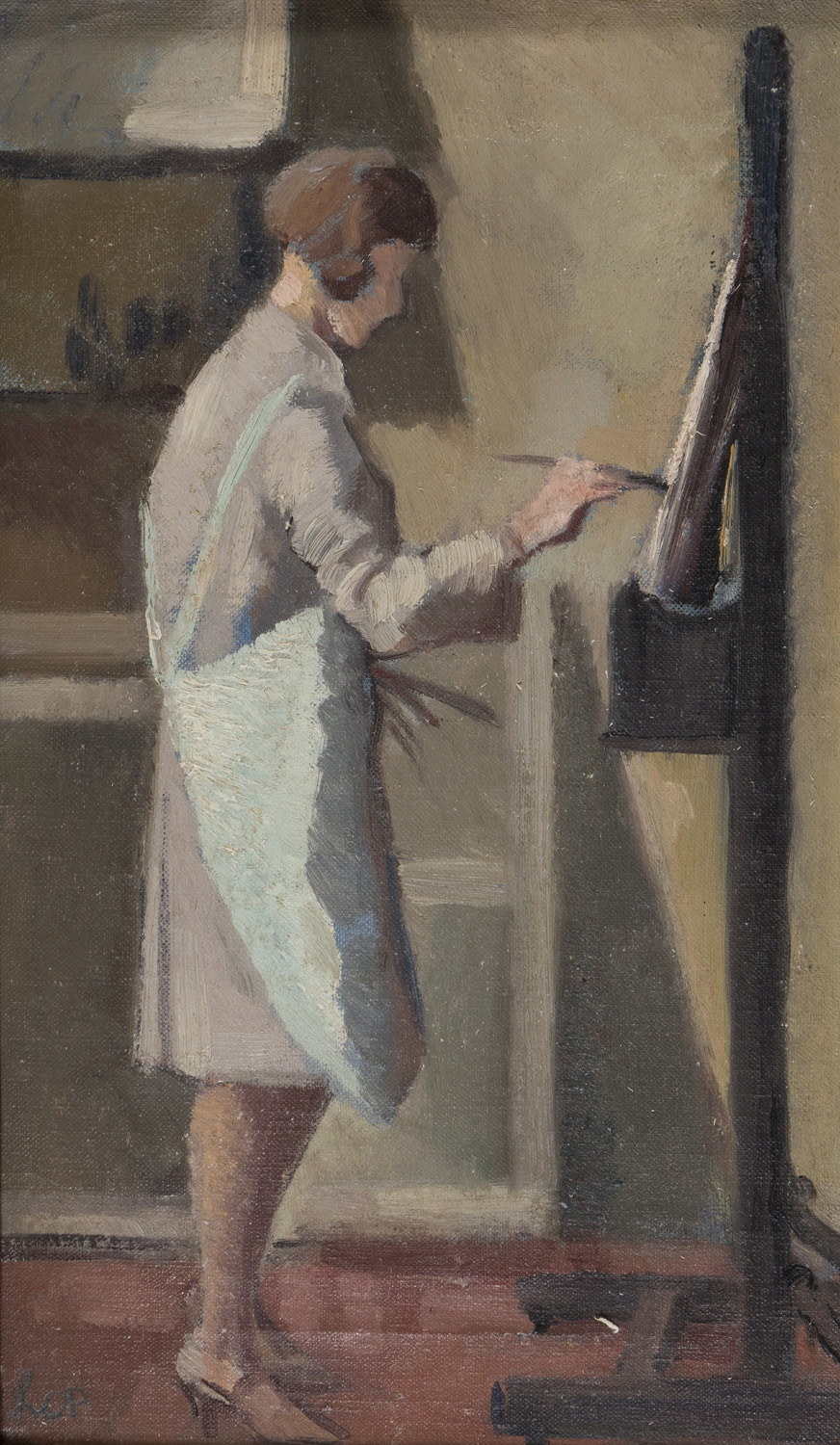 LEONETTA CECCHI PIERACCINI (Poggibonsi 1882-1977) Autoritratto mentre dipinge, 1925 circa Olio su