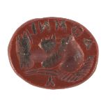 ENGRAVED GEM, 2nd-3rd CENTURY D.C. in engraved and smoothed red jasper. Entire. Production: imperial