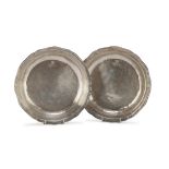 A PAIR OF SMALL BASINS IN SILVER-PLATED METAL, PROBABLY ITALY 19TH CENTURY lobed border with