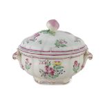 SMALL TUREEN IN CERAMICS, FRANCE LATE 19TH CENTURY in white enamel and polychromy, decorated with