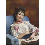 GIUSEPPE DE SANCTIS (Naples 1858-1924) Album of memoirs of Aline Mason Oil on panel, cm. 40 x 30