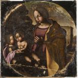 CENTRAL ITALIAN PAINTER, End 16th century Virgin with Child and Infant Saint John, on a town