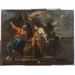 BOLOGNESE PAINTER, 17TH CENTURY Christ and the Samaritan at the well Oil on canvas, cm. 107 x 140,