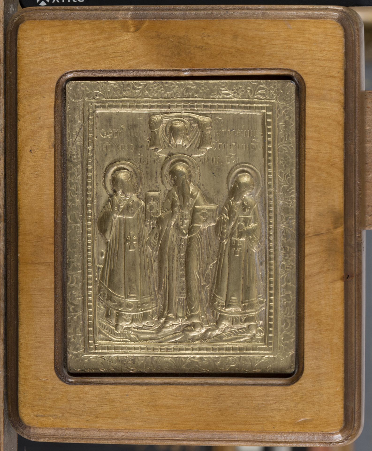SMALL BAS-RELIEF IN BRONZE, PROBABLY RUSSIA EARLY 20TH CENTURY with gilded patina, representing