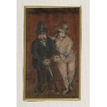 GIOVANNI BRANCACCIO (Pozzuoli 1903 - Naples 1975) Two figures Oil on panel, cm. 13,5 x 8 Signed