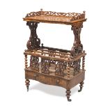 ETAGERE, ENGLAND EDWARDIAN PERIOD in olive briar with sides pierced to vegetal motifs. One drawer in