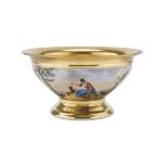 CUP IN PORCELAIN, PROBABLY NAPLES 19TH CENTURY with polychrome decoration of landscape with young
